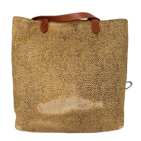 ROOMY MADEWELL BEIGE BROWN GENUINE LEATHER HAIR HIDE SHOULDER BAG TOTE HANDBAG - Picture 5 of 12